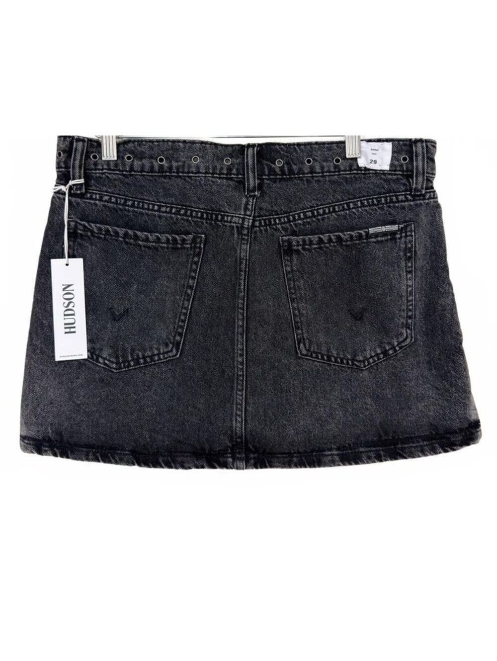 NWT Hudson Women’s Mini Skirt 29 Black Washed Denim Raw Hem Y2K Jean Skirt